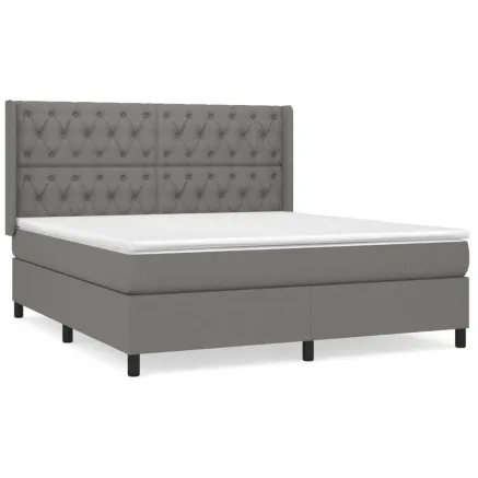 Sommier à lattes de lit avec matelas Gris foncé 160x200cm Tissu 2