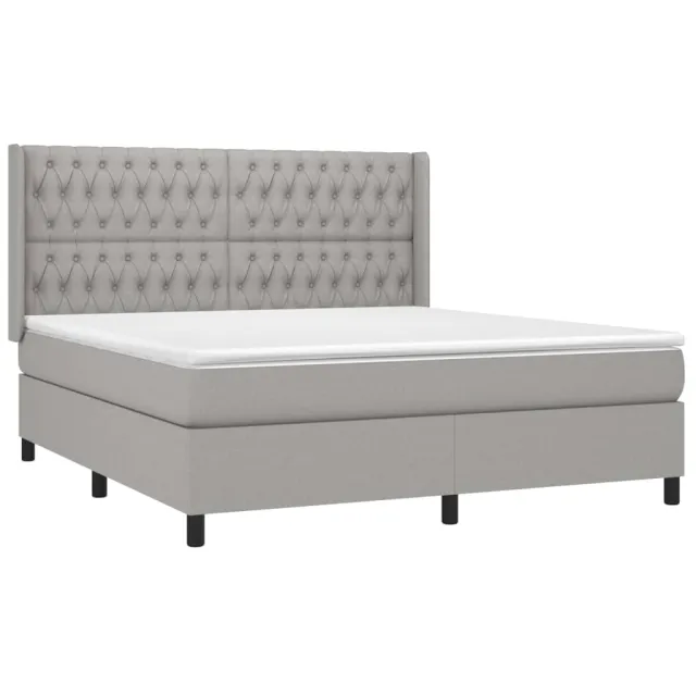 Sommier à lattes de lit avec matelas Gris clair 180x200cm Tissu