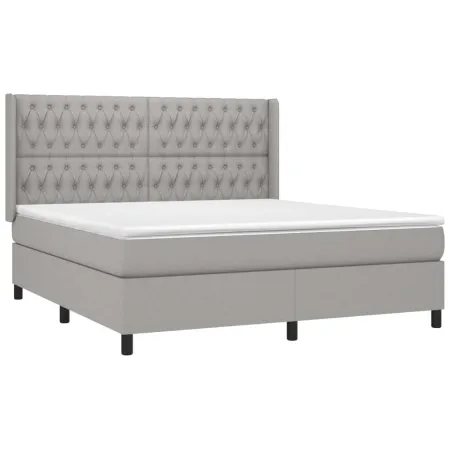 Sommier à lattes de lit avec matelas Gris clair 180x200cm Tissu
