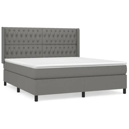 Sommier à lattes de lit avec matelas Gris foncé 180x200cm Tissu