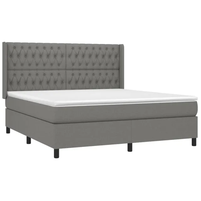 Sommier à lattes de lit avec matelas Gris foncé 180x200cm Tissu