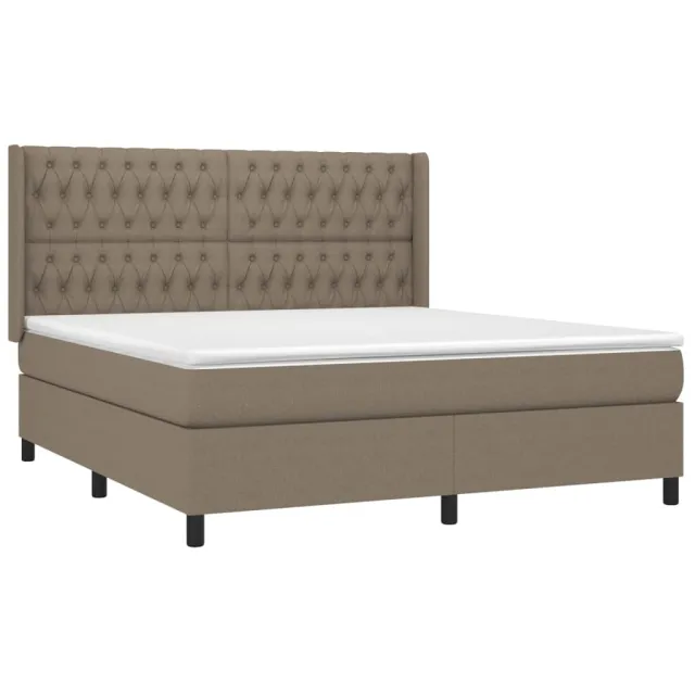Sommier à lattes de lit avec matelas Taupe 180x200 cm Tissu