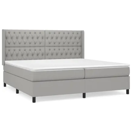 Sommier à lattes de lit avec matelas Gris clair 200x200cm Tissu 2