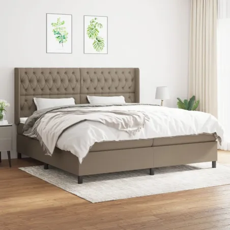 Sommier à lattes de lit avec matelas Taupe 200x200 cm Tissu