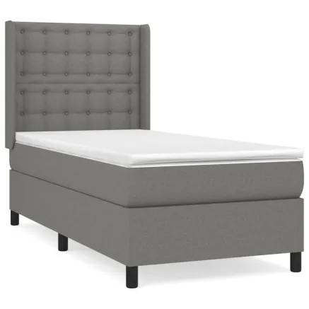 Sommier à lattes de lit avec matelas Gris foncé 80x200 cm Tissu 2
