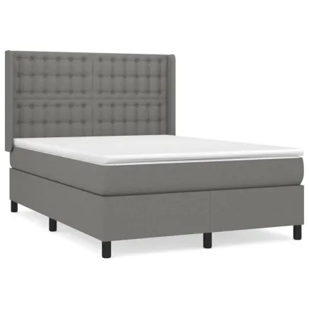 Sommier à lattes de lit avec matelas Gris foncé 140x190cm Tissu 2