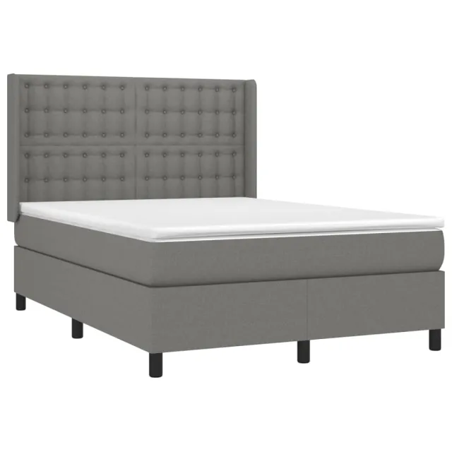 Sommier à lattes de lit avec matelas Gris foncé 140x190cm Tissu