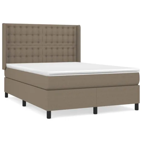 Sommier à lattes de lit avec matelas Taupe 140x190 cm Tissu