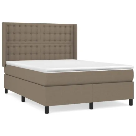 Sommier à lattes de lit avec matelas Taupe 140x200 cm Tissu 2