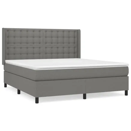 Sommier à lattes de lit avec matelas Gris foncé 180x200cm Tissu 2