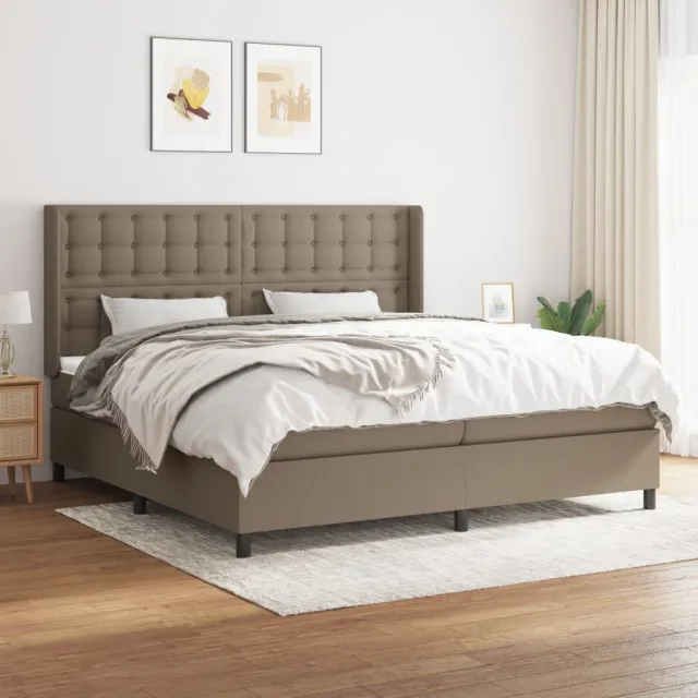 Sommier à lattes de lit avec matelas Taupe 200x200 cm Tissu
