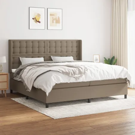 Sommier à lattes de lit avec matelas Taupe 200x200 cm Tissu