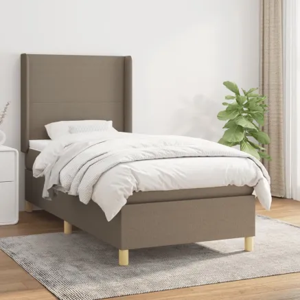 Sommier à lattes de lit avec matelas Taupe 80x200 cm Tissu