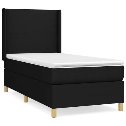 Sommier à lattes de lit avec matelas Noir 90x200 cm Tissu 2
