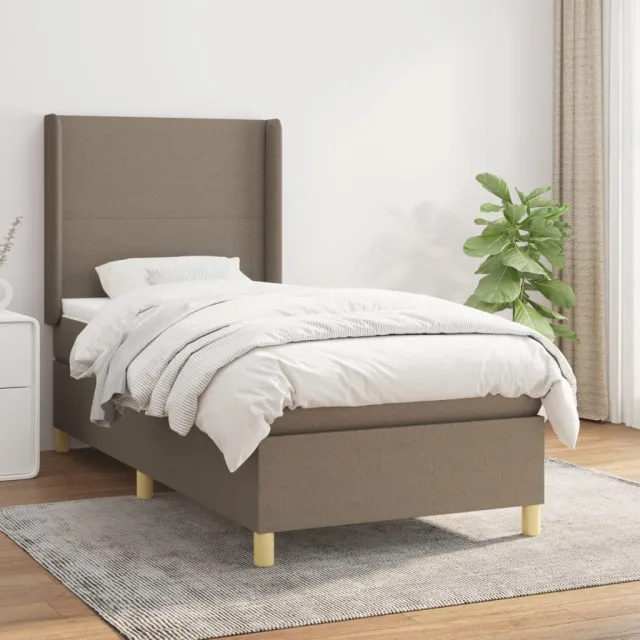 Sommier à lattes de lit avec matelas Taupe 100x200 cm Tissu