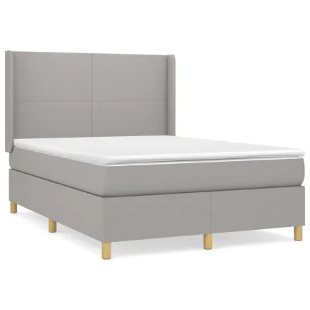 Sommier à lattes de lit avec matelas Gris clair 140x190cm Tissu 2