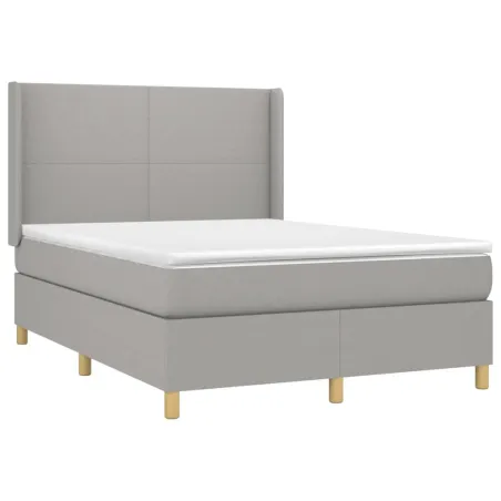 Sommier à lattes de lit avec matelas Gris clair 140x200cm Tissu