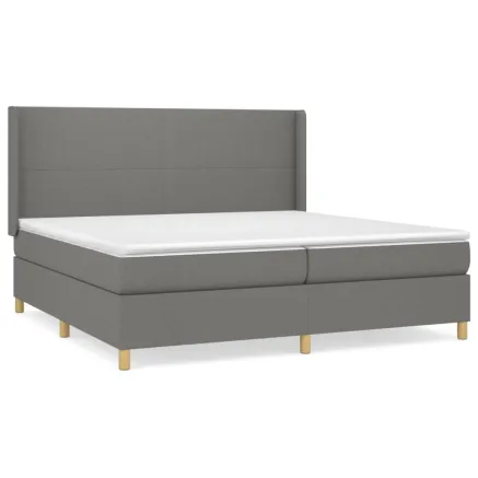 Sommier à lattes de lit avec matelas Gris foncé 200x200cm Tissu 2