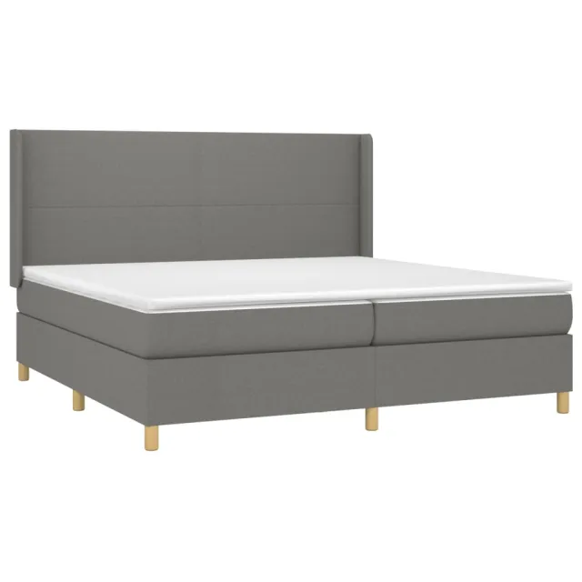 Sommier à lattes de lit avec matelas Gris foncé 200x200cm Tissu