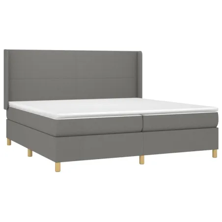 Sommier à lattes de lit avec matelas Gris foncé 200x200cm Tissu