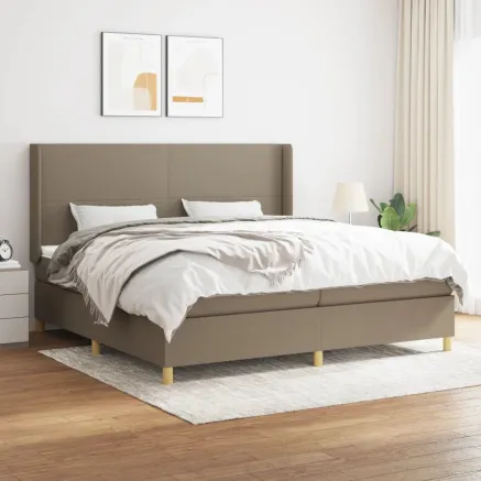 Sommier à lattes de lit avec matelas Taupe 200x200 cm Tissu