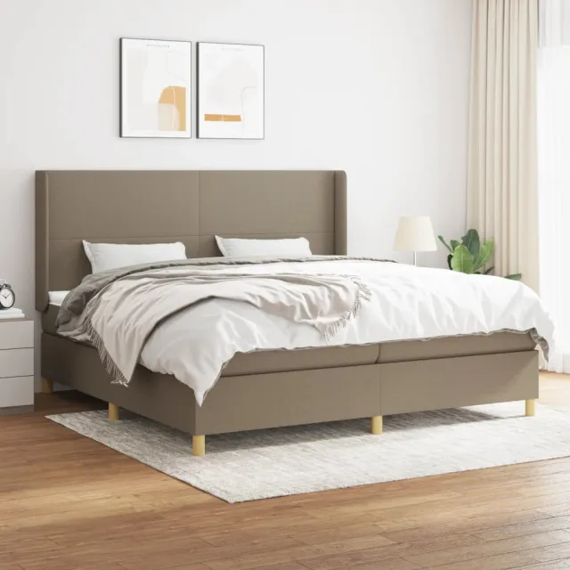 Sommier à lattes de lit avec matelas Taupe 200x200 cm Tissu