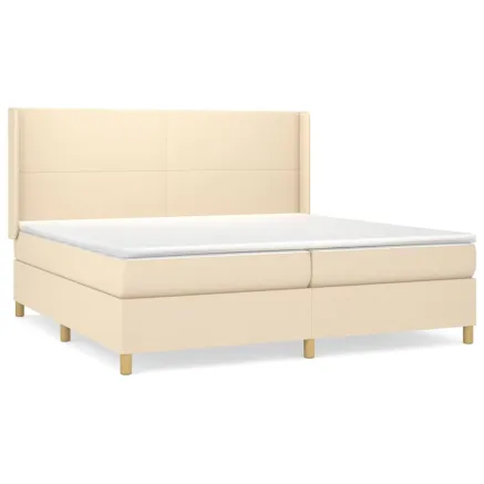 Sommier à lattes de lit avec matelas Crème 200x200 cm Tissu 2