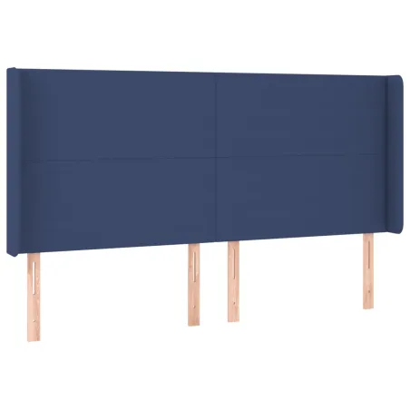 Sommier à lattes de lit avec matelas Bleu 200x200 cm Tissu