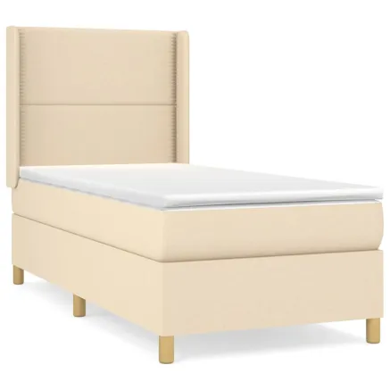 Sommier à lattes de lit avec matelas Crème 100x200 cm Tissu 2