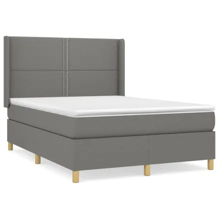 Sommier à lattes de lit avec matelas Gris foncé 140x190cm Tissu 2