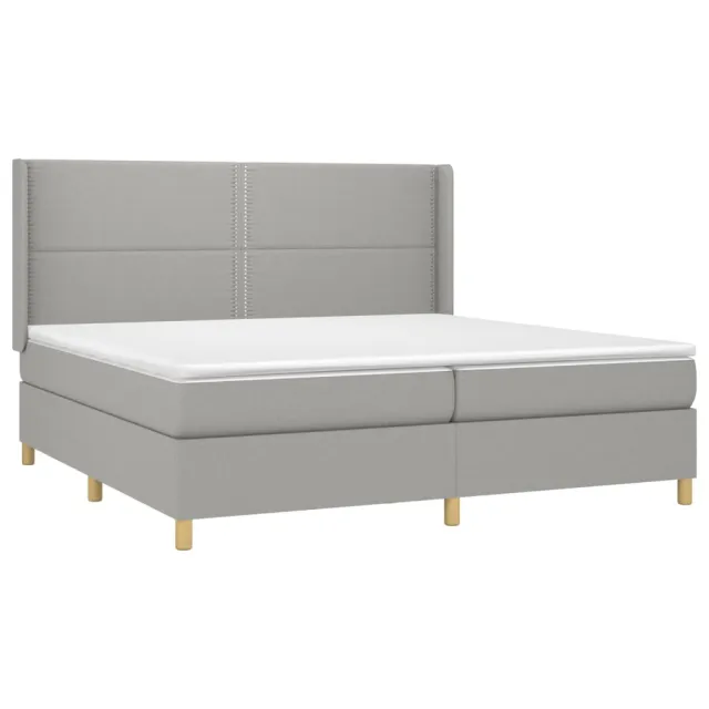 Sommier à lattes de lit avec matelas Gris clair 200x200cm Tissu