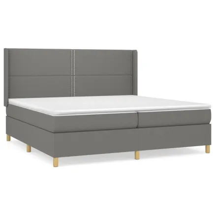 Sommier à lattes de lit avec matelas Gris foncé 200x200cm Tissu 2