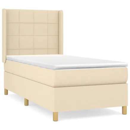 Sommier à lattes de lit avec matelas Crème 80x200 cm Tissu 2