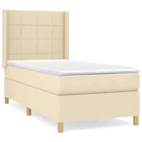 Sommier à lattes de lit avec matelas Crème 100x200 cm Tissu