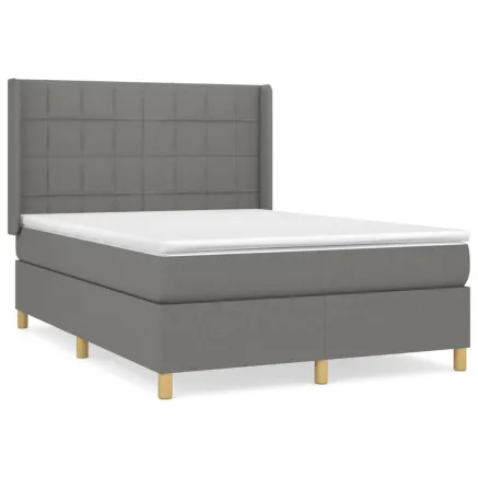 Sommier à lattes de lit avec matelas Gris foncé 140x190cm Tissu 2