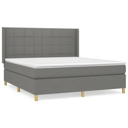 Sommier à lattes de lit avec matelas Gris foncé 160x200cm Tissu 2