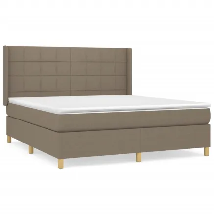 Sommier à lattes de lit avec matelas Taupe 160x200 cm Tissu 2