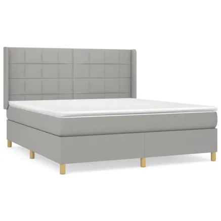 Sommier à lattes de lit avec matelas Gris clair 180x200cm Tissu 2