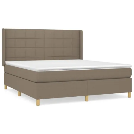 Sommier à lattes de lit avec matelas Taupe 180x200 cm Tissu