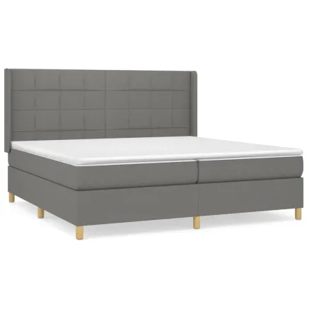 Sommier à lattes de lit avec matelas Gris foncé 200x200cm Tissu 2