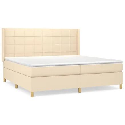 Sommier à lattes de lit avec matelas Crème 200x200 cm Tissu 2