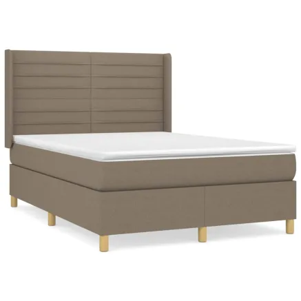 Sommier à lattes de lit avec matelas Taupe 140x190 cm Tissu 2