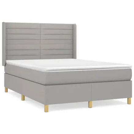 Sommier à lattes de lit avec matelas Gris clair 140x200cm Tissu 2