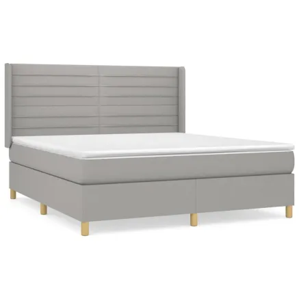 Sommier à lattes de lit avec matelas Gris clair 160x200cm Tissu 2