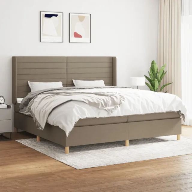 Sommier à lattes de lit avec matelas Taupe 200x200 cm Tissu