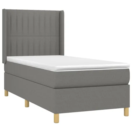 Sommier à lattes de lit avec matelas Gris foncé 80x200 cm Tissu