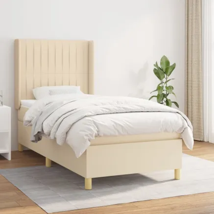 Sommier à lattes de lit avec matelas Crème 80x200 cm Tissu