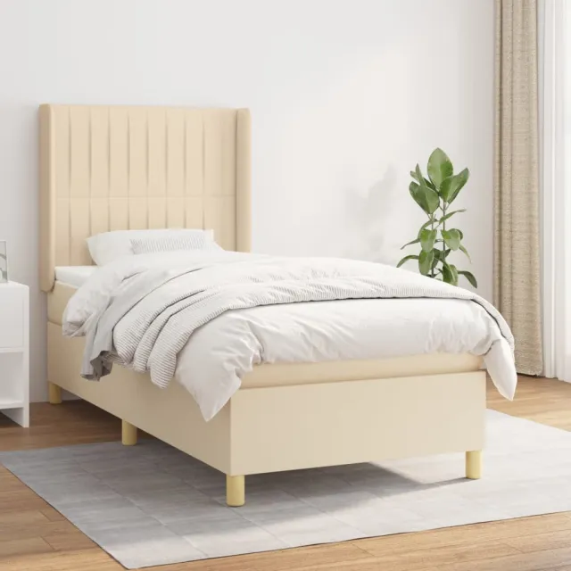 Sommier à lattes de lit avec matelas Crème 80x200 cm Tissu