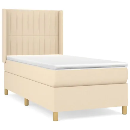Sommier à lattes de lit avec matelas Crème 80x200 cm Tissu 2