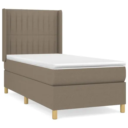 Sommier à lattes de lit avec matelas Taupe 90x200 cm Tissu 2